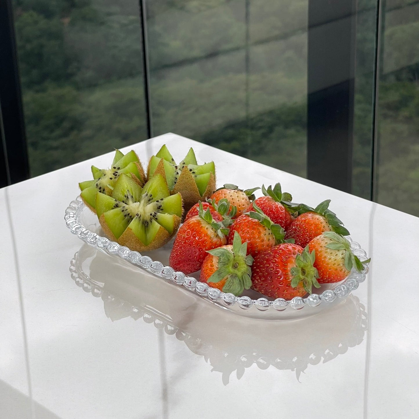 Kit Mesa Posta Cristal Pearl Bolinha 6 Peças