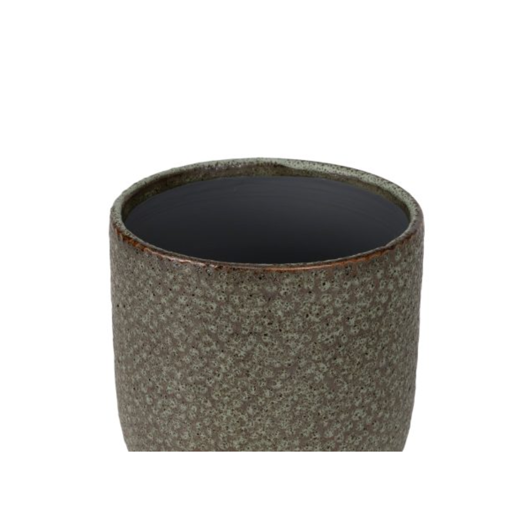 Vaso Cachepot Rústico em Cerâmica Verde Musgo 22cm