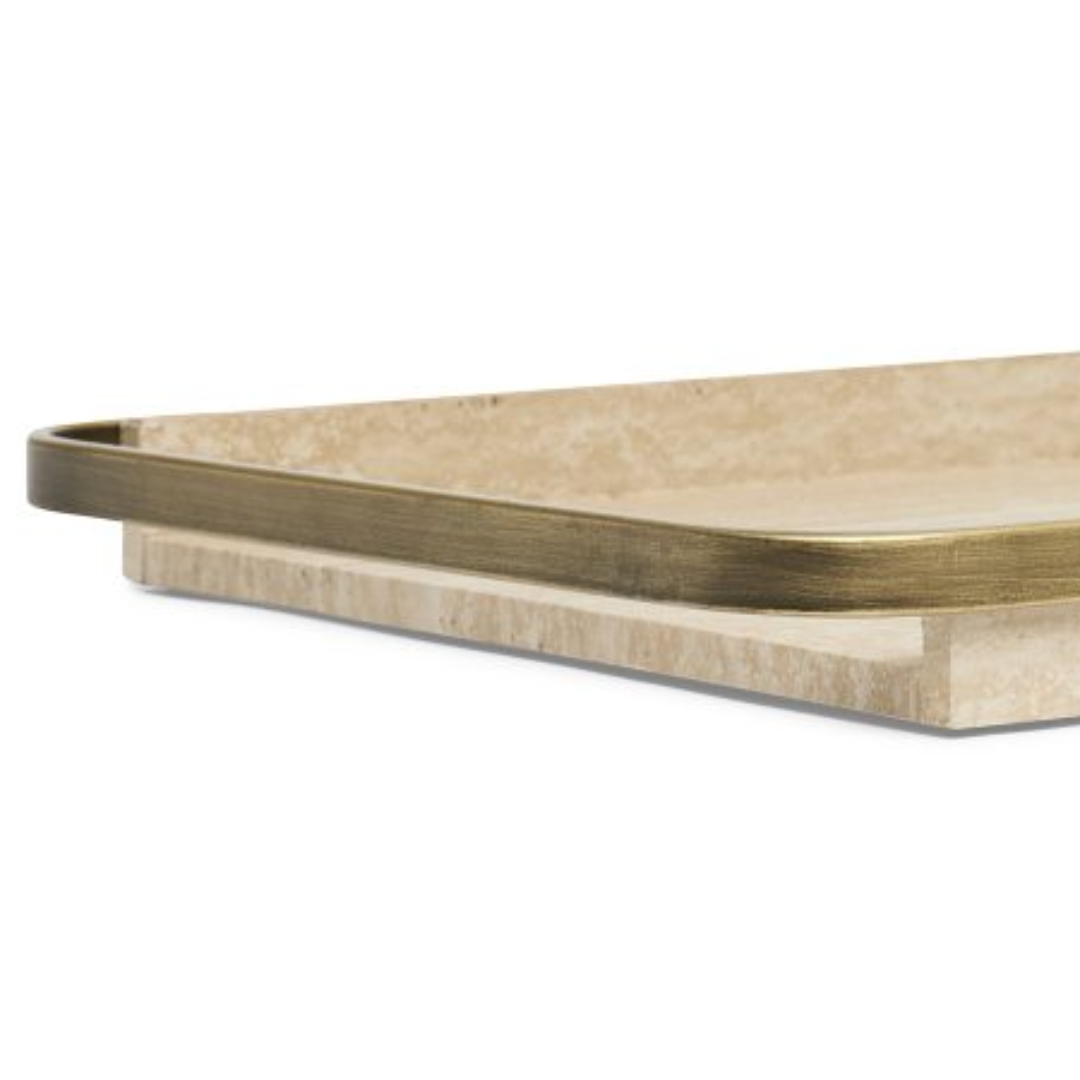Bandeja Decorativa em MDF e Borda de Metal 47cm