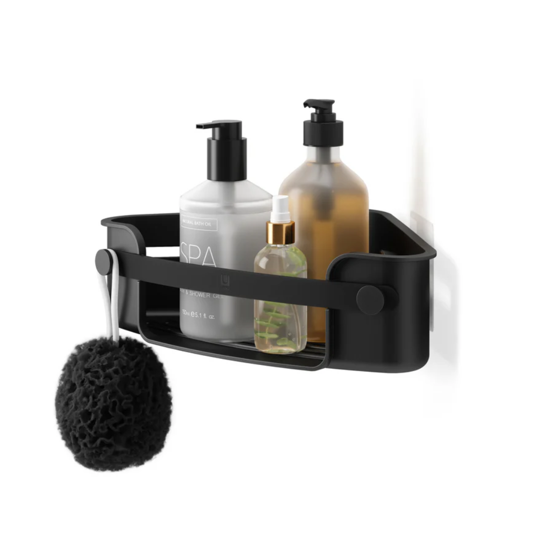 Suporte Porta Shampoo Cantoneira com Adesivo Flex Preto