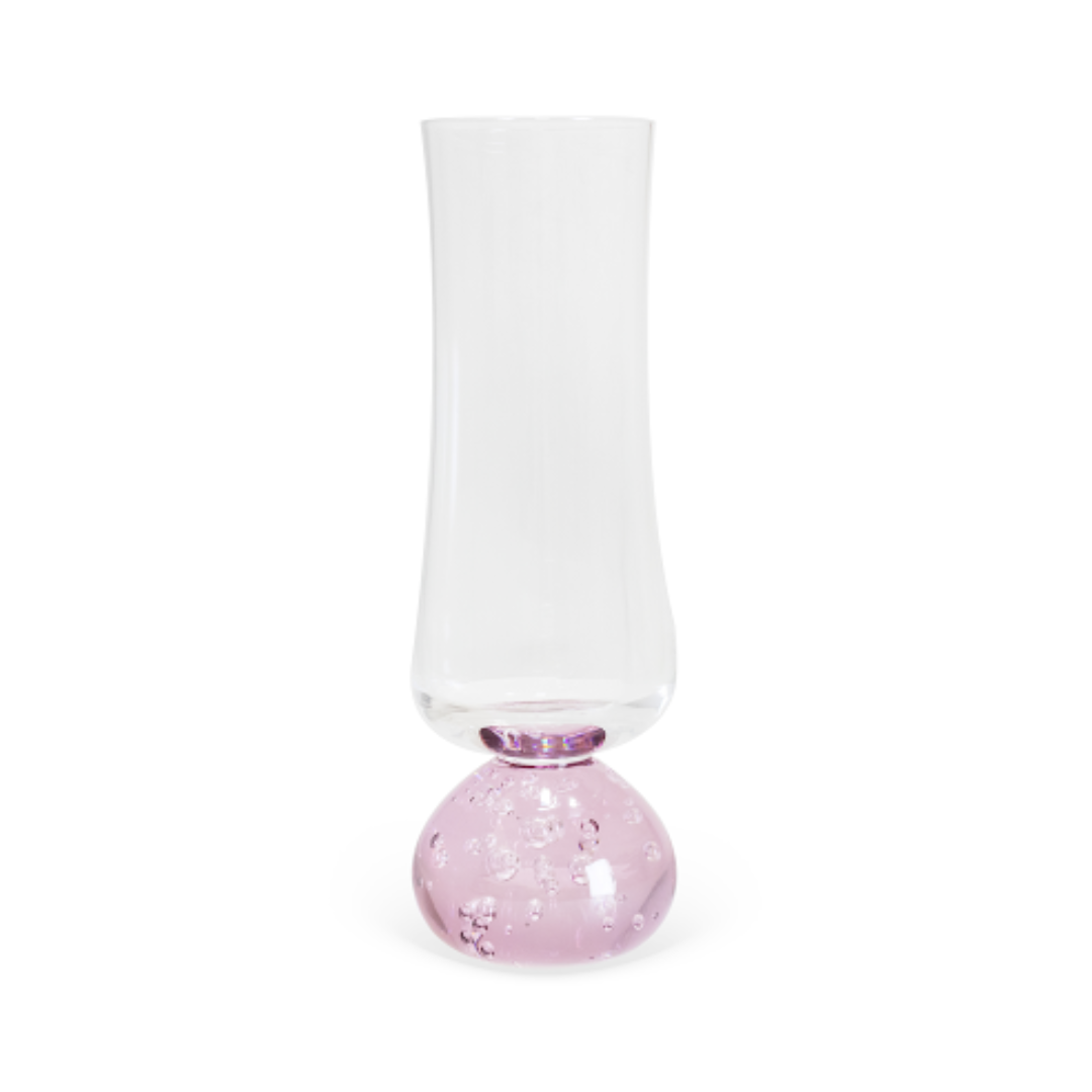 Jogo 6 Taças Champanhe Base Esfera Rosa e Transparente 240ml