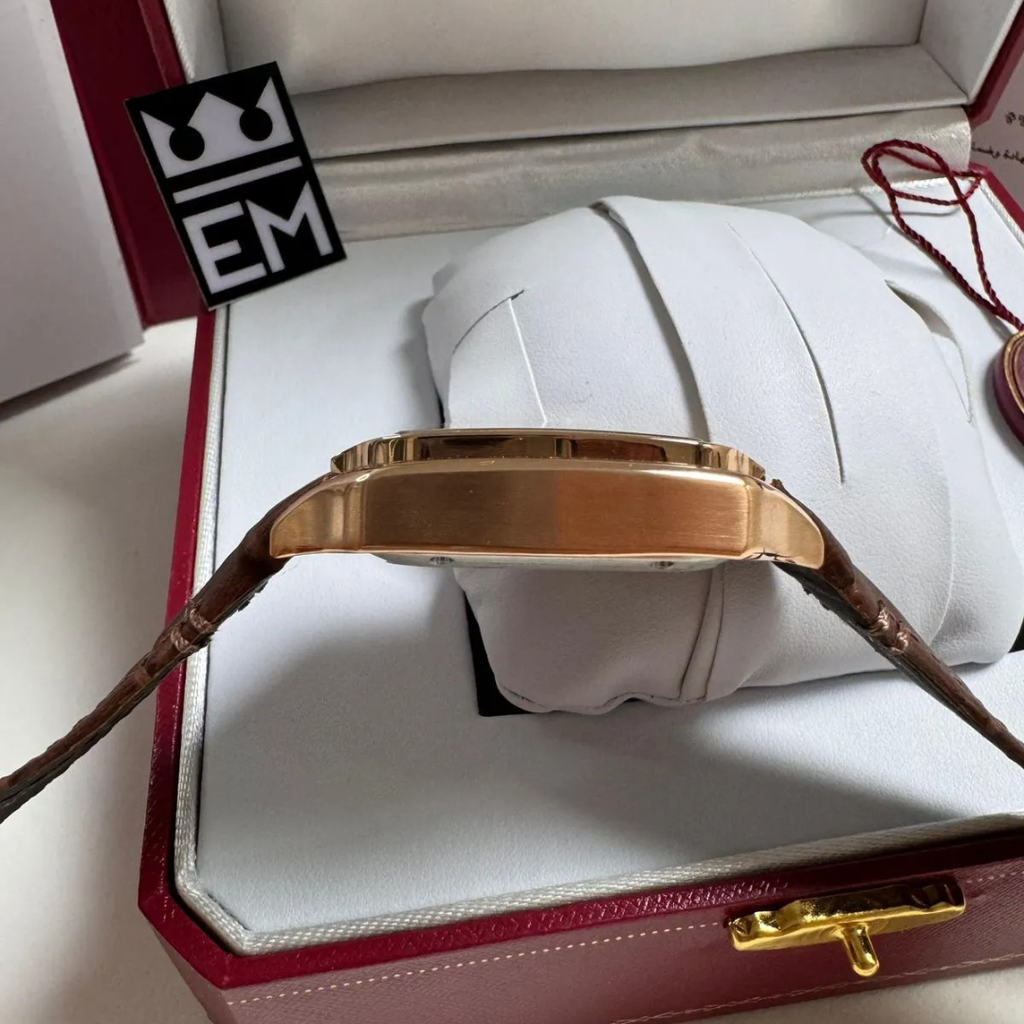 Cartier Santos Automatic – Gold with Brown Leather Strap