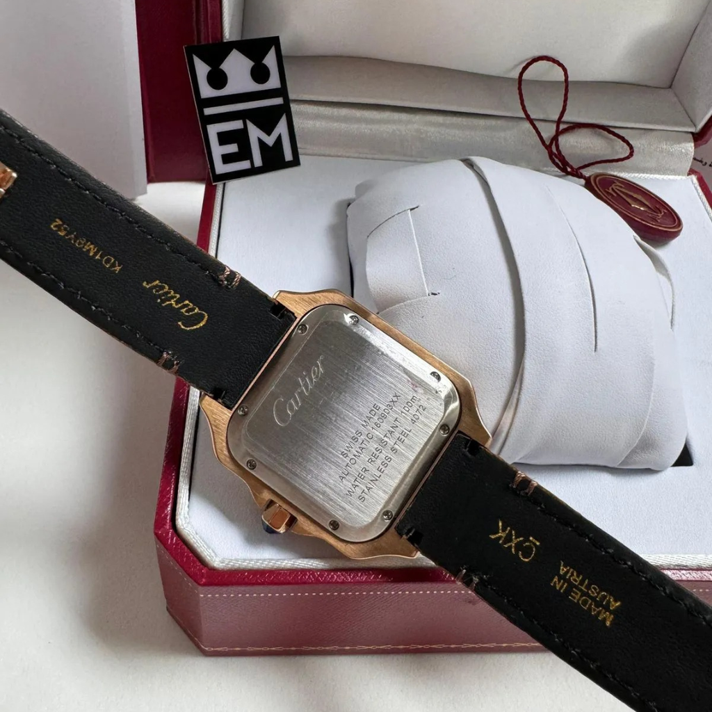 Cartier Santos Automatic – Gold with Brown Leather Strap