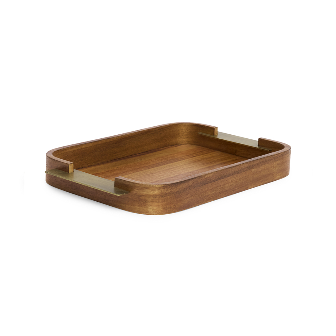Bandeja em MDF e Metal Marrom 45,5cm G