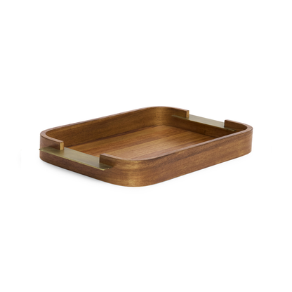 Bandeja em MDF e Metal Marrom 45,5cm G