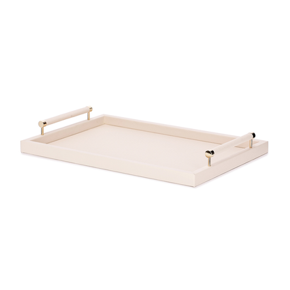 Bandeja em MDF e PU com Alças Cinza 52cm G
