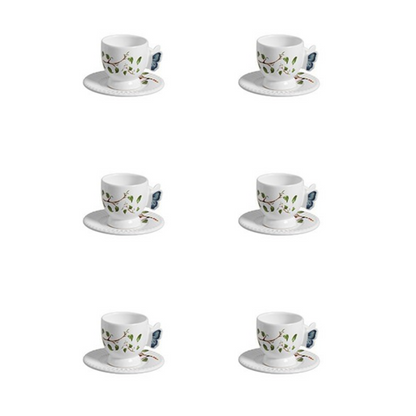 Jogo 6 Xicaras de Café com Pires Borboleta