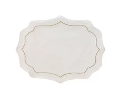 Conjunto de Jogo Americano Algodao Bordado Branco e Bege 47x37cm - 2 Peças