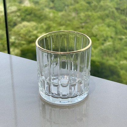 Jogo 6 Copos Baixos de Vidro Cristalle com Borda Dourada 310ml