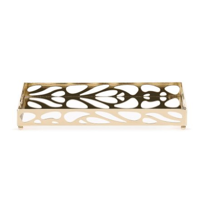 Bandeja em Metal Espelhada Leaf Dourada 24cm