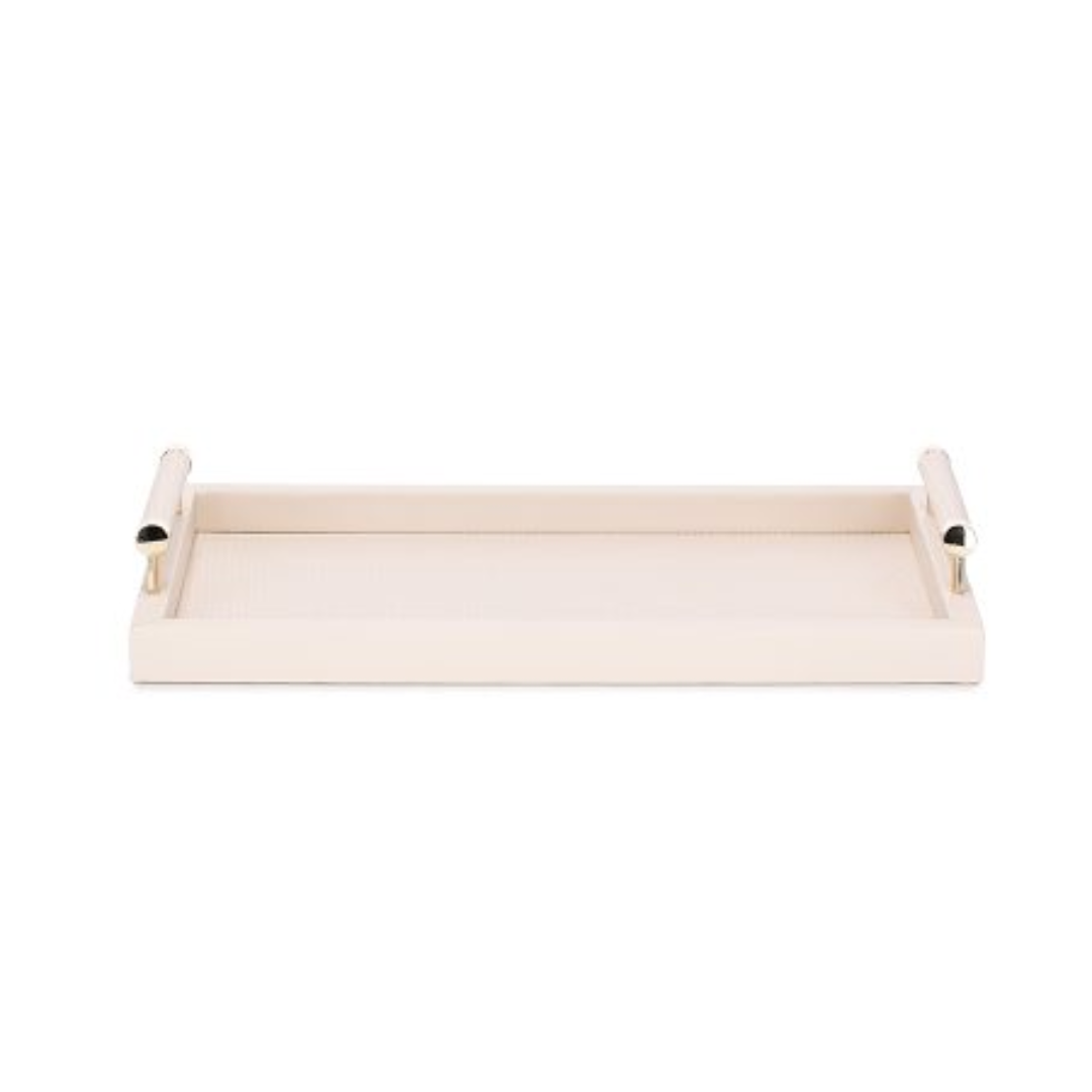 Bandeja em MDF e PU com Alças Bege 41cm P