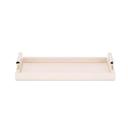 Bandeja em MDF e PU com Alças Bege 41cm P