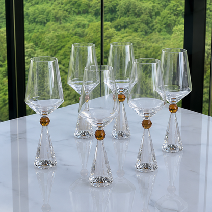 Jogo 6 Taças Base Cristal para Vinho Âmbar 595ml