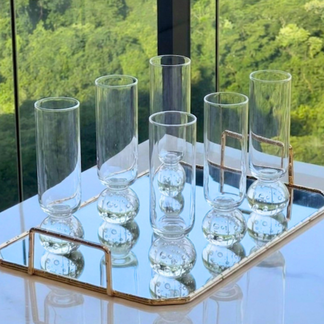 Jogo 6 Taças Base Esfera para Champanhe Transparente 250ml