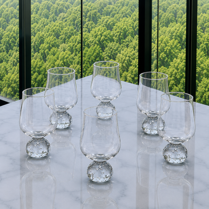 Jogo 6 Taças Base Esfera para Vinho Transparente 440ml