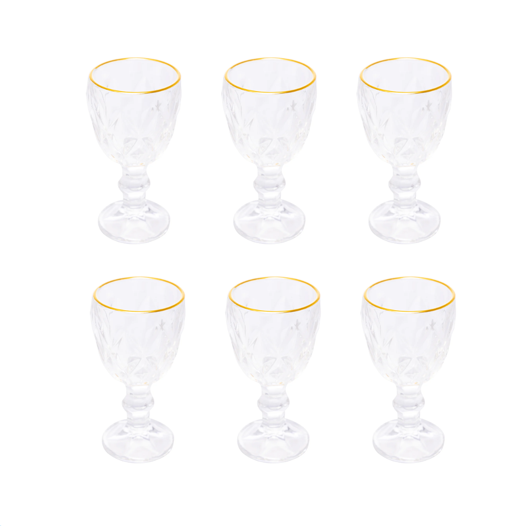 Jogo 6 Taças de Licor Fio de Ouro Diamond 50ml