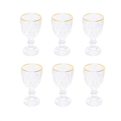 Jogo 6 Taças de Licor Fio de Ouro Diamond 50ml