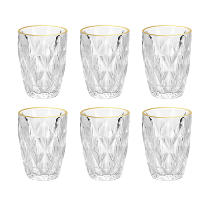 Kit 6 Copos Fio de Ouro Diamond 270ml
