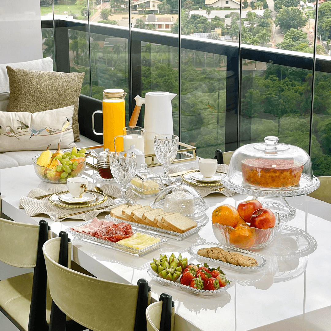 Kit Mesa Posta Cristal Martelado Petra 5 Peças