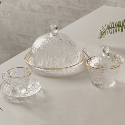 Kit Mesa Posta Cristal Martelado Petra 5 Peças