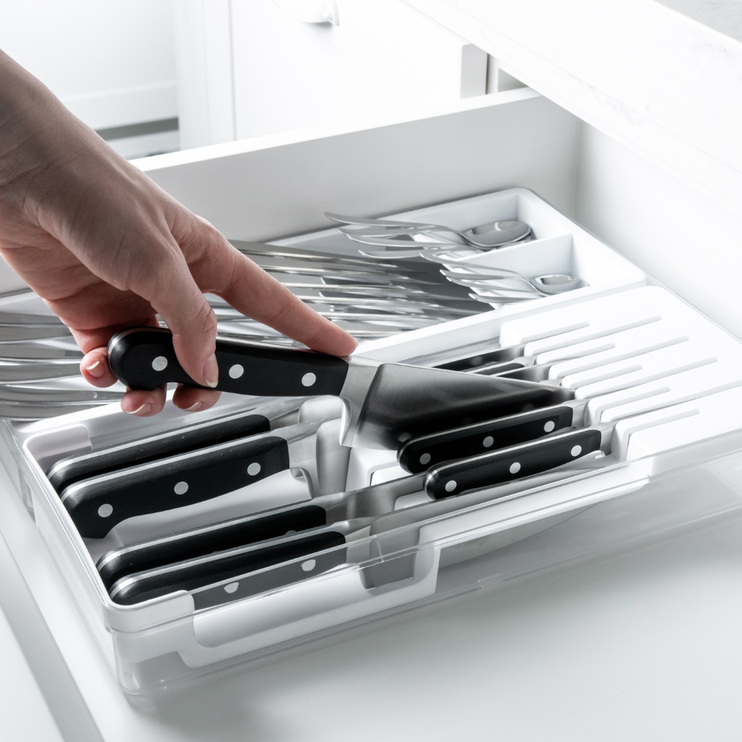 Organizador de Facas Clear Branco 37,5cm