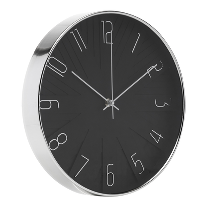 Relógio de Parede Plástico Modern Preto 30,5cm