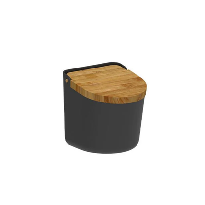 Saleiro Lume Preto com Tampa de Bambu Preto 500g