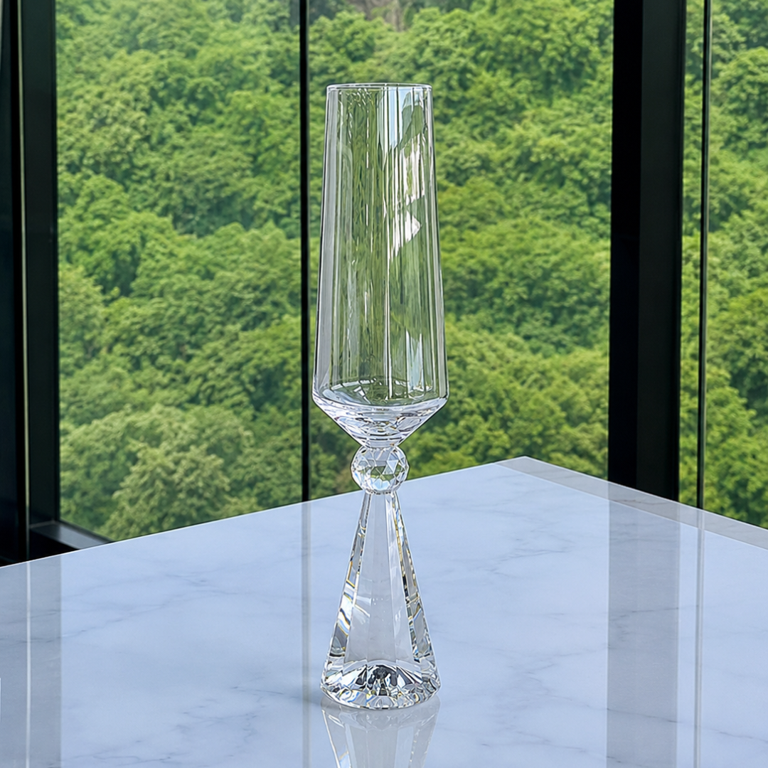 Jogo 6 Taças Base Cristal para Champanhe Transparente