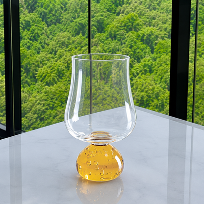 Jogo 6 Taças Base Esfera para Vinho Âmbar e Transparente 440ml