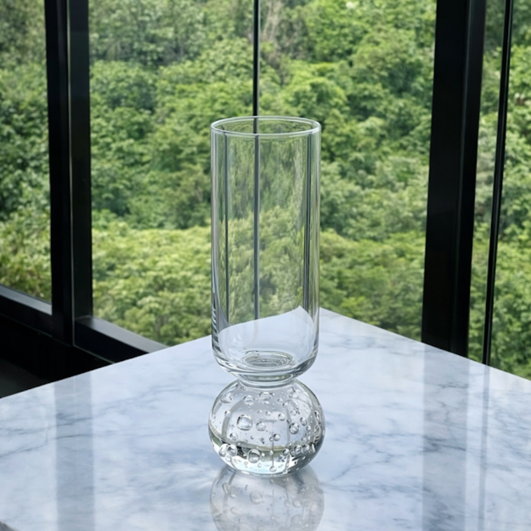 Taça Copo para Champanhe Vidro com Base Esfera Transparente 250ml