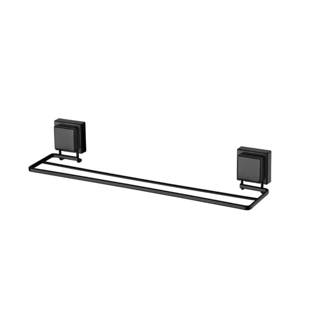 Kit de Acessórios para Banheiro Fixação Ventosa Preto Fosco 3 Peças