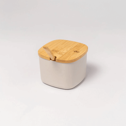 Açucareiro Lume Bege com Tampa de Bambu 200ml