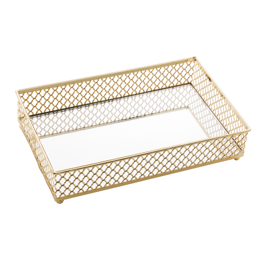 Bandeja de Metal Barcelona Espelhada Dourada 21cm