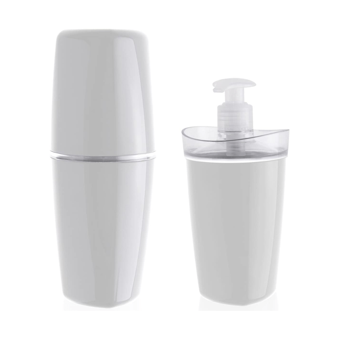 Jogo De Banheiro  Porta Escova e Porta Sabonete Liquido Tule Branco