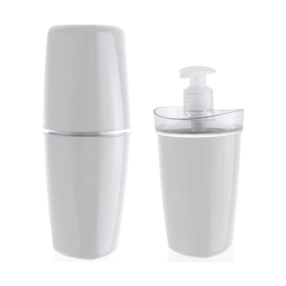 Jogo De Banheiro  Porta Escova e Porta Sabonete Liquido Tule Branco
