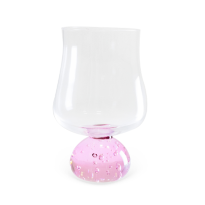 Jogo 6 Taças Base Esfera Rosa e Transparente 440ml