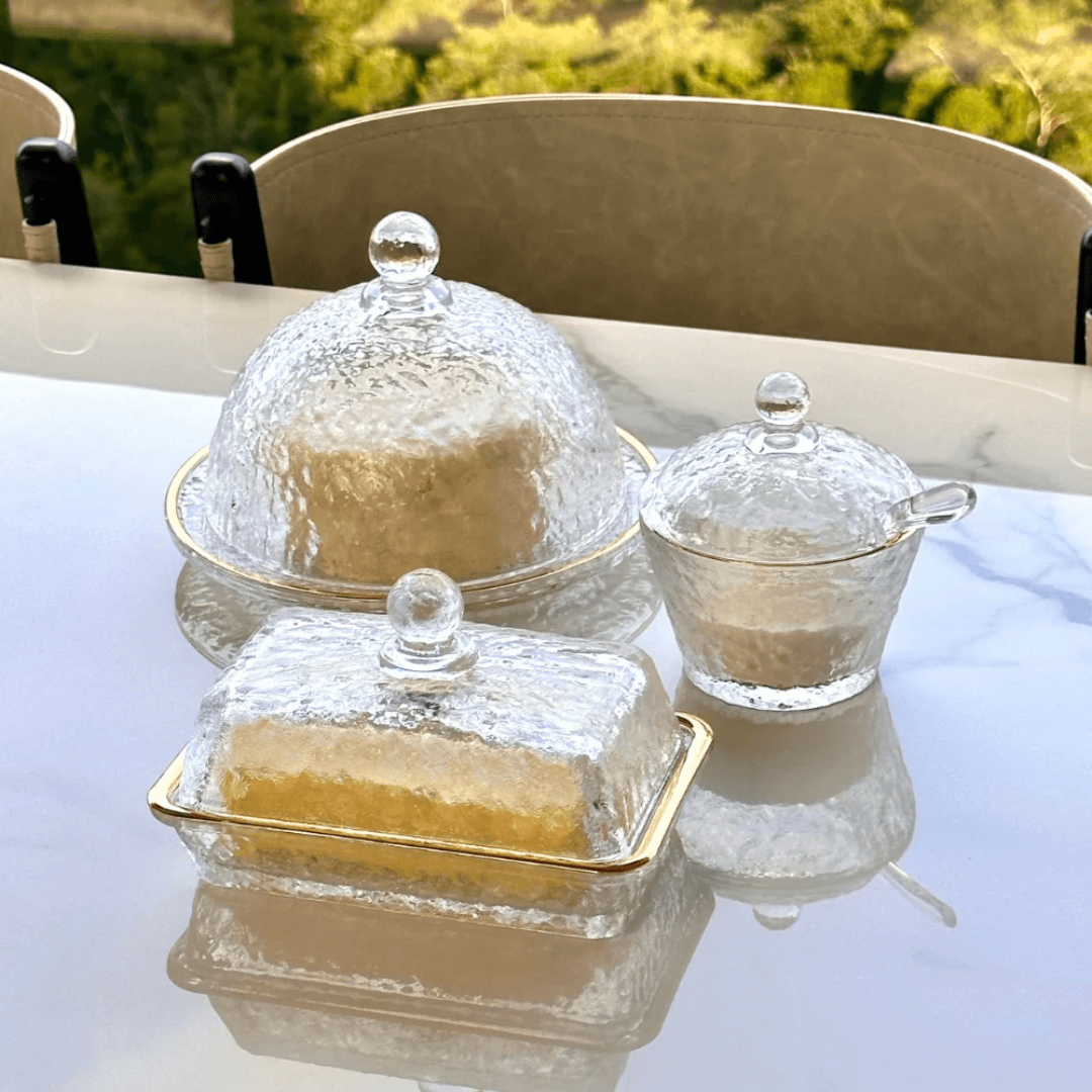 Kit Mesa Posta Cristal Martelado Petra 5 Peças