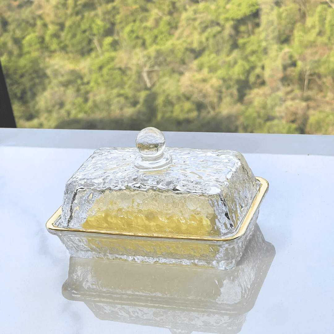 Kit Mesa Posta Cristal Martelado Petra 5 Peças