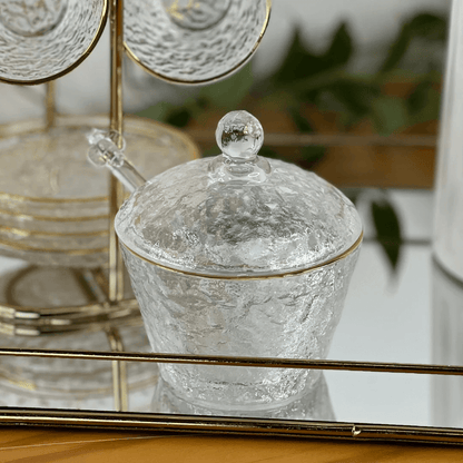 Kit Mesa Posta Cristal Martelado Petra 5 Peças