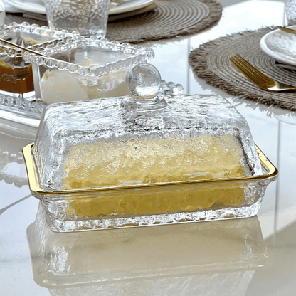 Kit Mesa Posta Cristal Martelado Petra 5 Peças