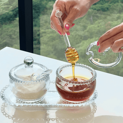 Kit Mesa Posta Cristal Pearl Bolinha 6 Peças