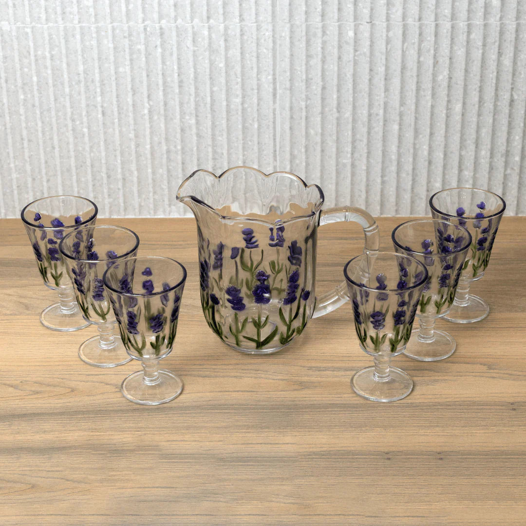 Kit Mesa Posta de Cristal Lavanda 15 Peças