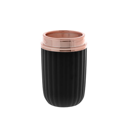 Porta Escova de Dente Redondo Linha Canelatta Preto e Rose Gold