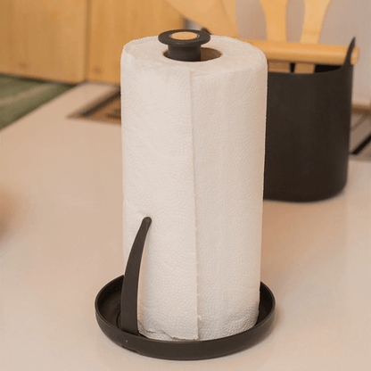 Porta Papel Toalha Lume Plástico e Bambu Preto 24cm