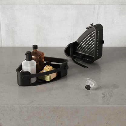 Suporte Porta Shampoo Cantoneira com Adesivo Flex Preto