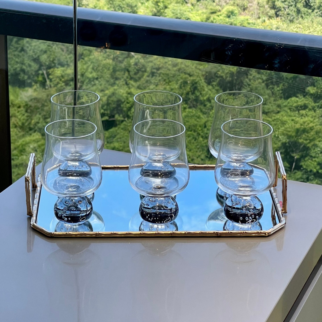 Jogo 6 Taças de Vidro Base Esfera Fume 440ml
