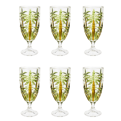 Kit 6 Taças de Cristal Palm Tree Tropical 450ml