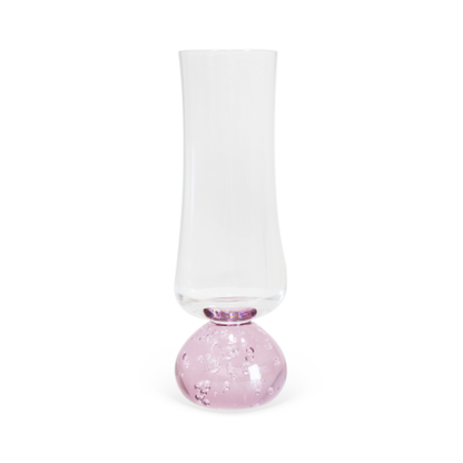 Jogo 6 Taças Champanhe Base Esfera Rosa e Transparente 240ml