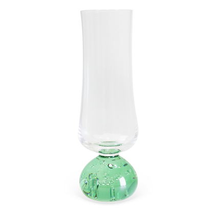 Jogo 6 Taças Champanhe Base Esfera Verde e Transparente 240ml