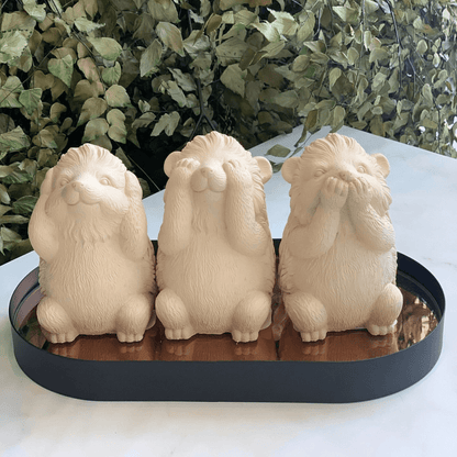 Trio da Sabedoria Kit Esquilos Porco-Espinho em Cimento